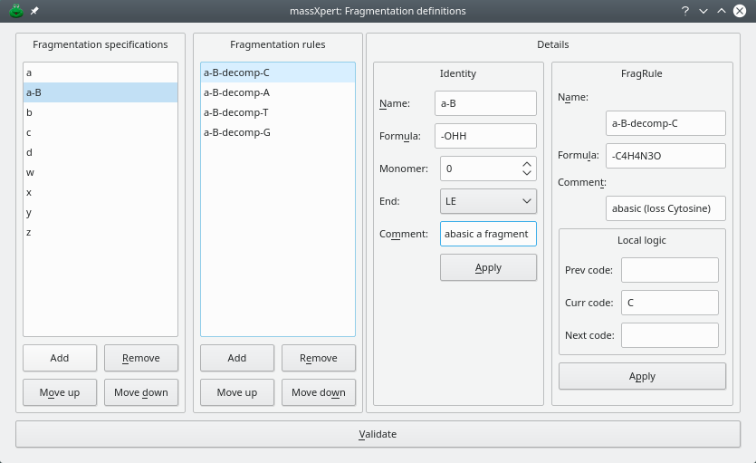 Fragmentation definition with specific rules